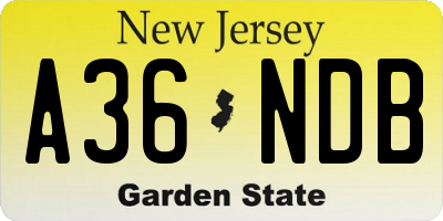 NJ license plate A36NDB
