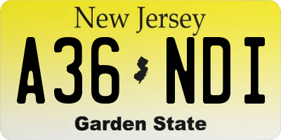 NJ license plate A36NDI