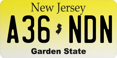 NJ license plate A36NDN