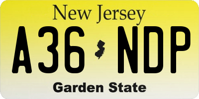 NJ license plate A36NDP