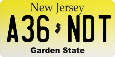 NJ license plate A36NDT