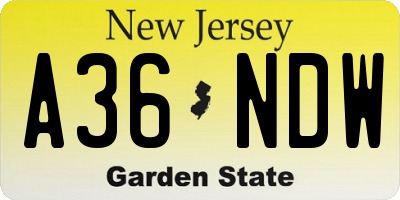 NJ license plate A36NDW