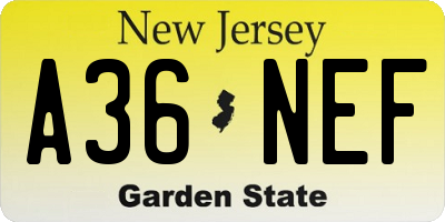NJ license plate A36NEF
