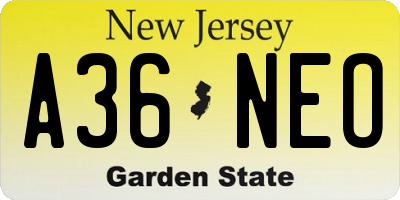 NJ license plate A36NEO