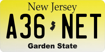 NJ license plate A36NET
