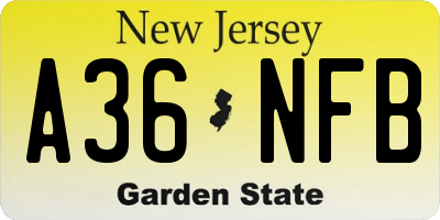 NJ license plate A36NFB