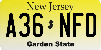 NJ license plate A36NFD