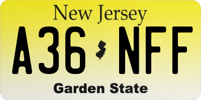 NJ license plate A36NFF