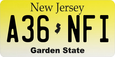 NJ license plate A36NFI