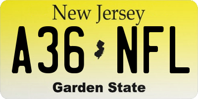 NJ license plate A36NFL