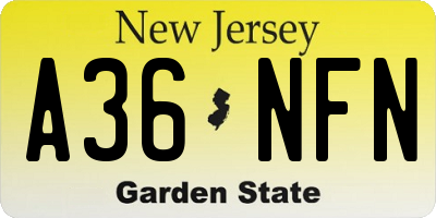 NJ license plate A36NFN
