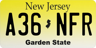NJ license plate A36NFR