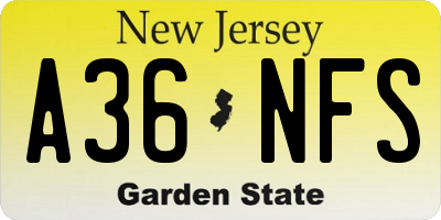 NJ license plate A36NFS