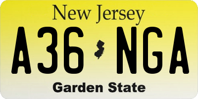 NJ license plate A36NGA