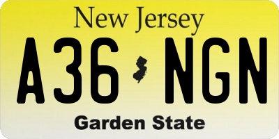 NJ license plate A36NGN
