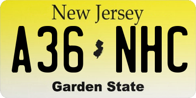 NJ license plate A36NHC