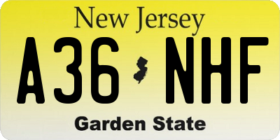 NJ license plate A36NHF