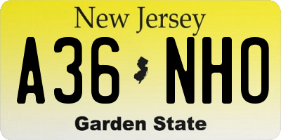 NJ license plate A36NHO