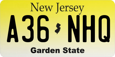 NJ license plate A36NHQ