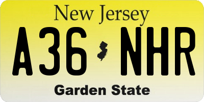 NJ license plate A36NHR