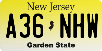 NJ license plate A36NHW