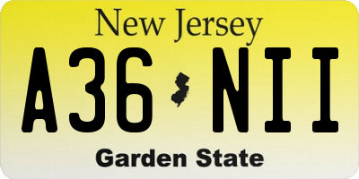 NJ license plate A36NII