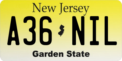 NJ license plate A36NIL