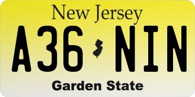 NJ license plate A36NIN