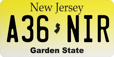 NJ license plate A36NIR