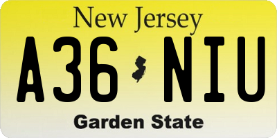 NJ license plate A36NIU