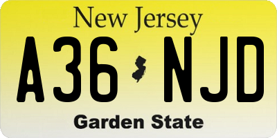 NJ license plate A36NJD