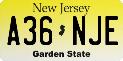 NJ license plate A36NJE