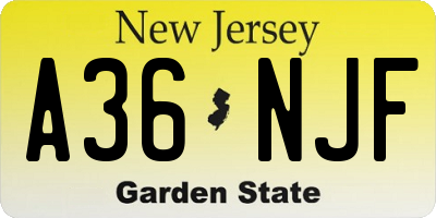 NJ license plate A36NJF
