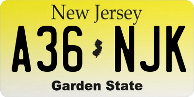 NJ license plate A36NJK