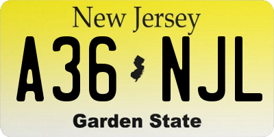 NJ license plate A36NJL