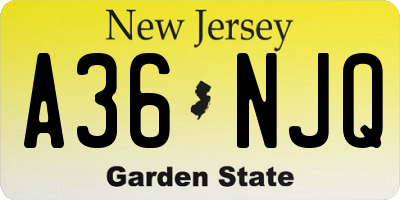 NJ license plate A36NJQ