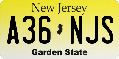 NJ license plate A36NJS
