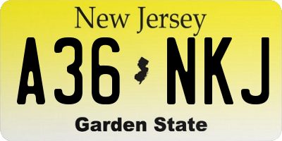 NJ license plate A36NKJ