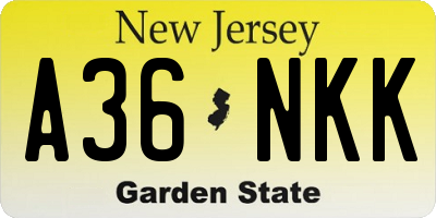 NJ license plate A36NKK