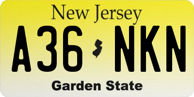 NJ license plate A36NKN