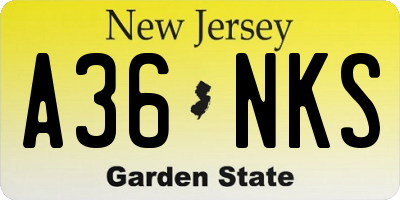 NJ license plate A36NKS