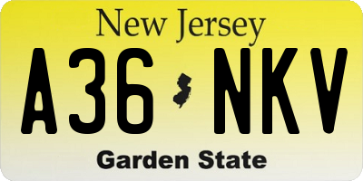 NJ license plate A36NKV