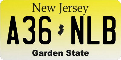 NJ license plate A36NLB