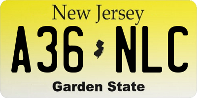 NJ license plate A36NLC