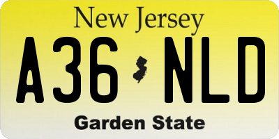 NJ license plate A36NLD