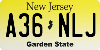 NJ license plate A36NLJ