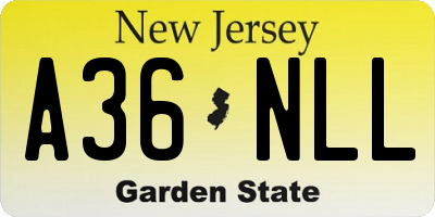 NJ license plate A36NLL
