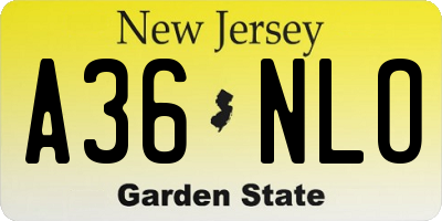 NJ license plate A36NLO