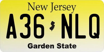 NJ license plate A36NLQ