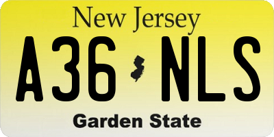 NJ license plate A36NLS